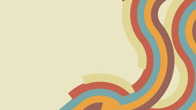 animation of retro lines. Simple stripes drawing snake on vintage look background