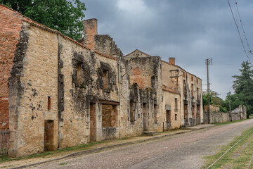 Fototapeta na wymiar The old ruïnes of the town Oradour-sur-Glane in France.