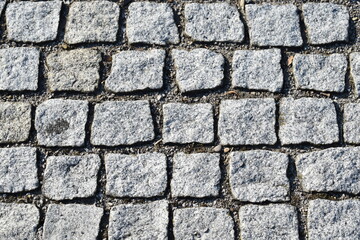 Gray granite street pavement  stones pattern texture