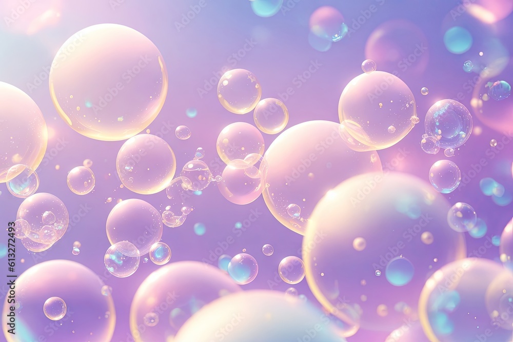 Poster 3d illustration. shiny balls with different size on pink color background. abstract background conce