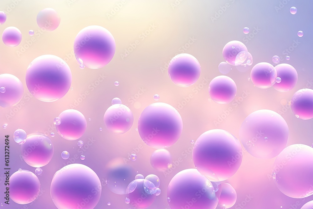 Poster 3d illustration. shiny balls with different size on pink color background. abstract background conce