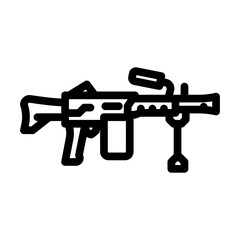 Naklejka premium machine gun weapon military line icon vector. machine gun weapon military sign. isolated contour symbol black illustration