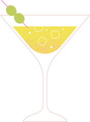 Martini cocktail with green olives