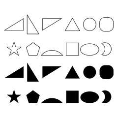  Modern trendy minimalist basic figures, stars, lines and circles, memphis geometric silhouette elements vector