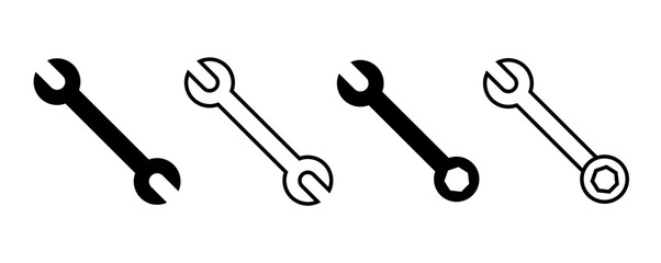 Tools vector wrench icon, spanner logo design element, key tool isolated on white background