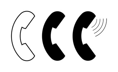 Phone icon in trendy flat style isolated on white background, telephone symbol, vector illustration,  symbol pack,black and white illustration, smartphone, Old phone logo sign shape collection.