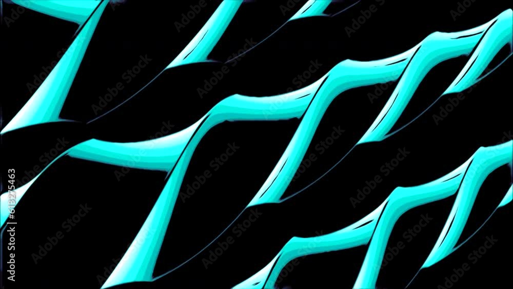 Poster black background with blue and pink lines. design. bright lines made in 3d format that move to the r
