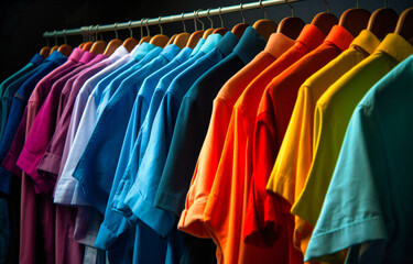 colourful shirts on hanger