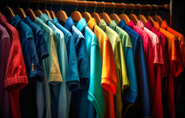 colourful shirts on hanger