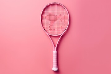 pink tennis racket on pink background, pink female racquet on pink wallpaper