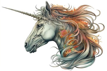 Obraz na płótnie Canvas unicorn head isolated on white background. Generated by AI.