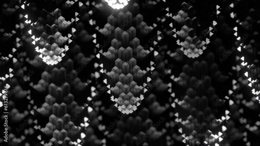 Poster abstract liquid water drips looking like waterfall on a black background. design. moving small parti