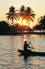 Paddling in the sunset