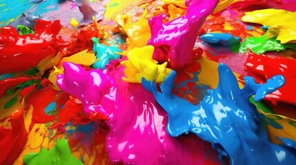 closeup illustration of color ink splashes, colored mix, ai generated image