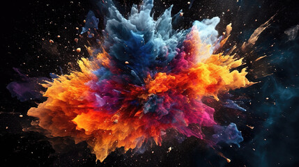 cool modern background artwork of exploding powder color, ai generated image