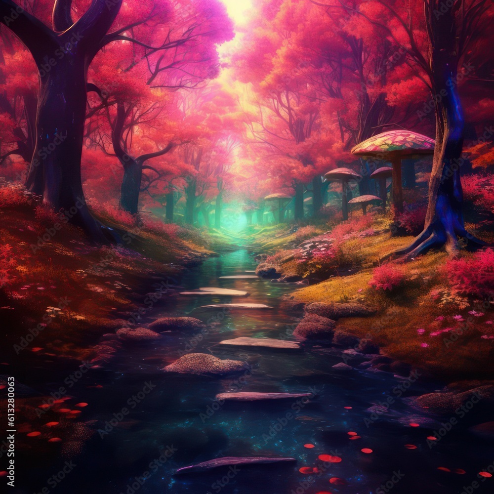 Poster fairytale forest created with generative ai