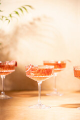 Rhubarb gin and tonic alcohol cocktail