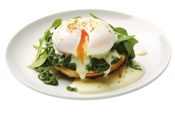 Delicious Plate of Eggs Florentine on a Transparent Background. Generative AI