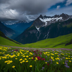 meadow with flowers. AI generated