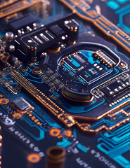 Intricate beauty of circuit boards. AI generated