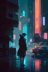 Cyberpunk in the night city Generative AI