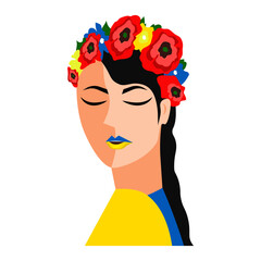 Portrait of a Ukrainian girl. Vector illustration isolated