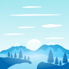 Tuinposter cool mountain landscape vector illustration design template © AJENGFITIASARI