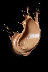 Liquid smear of foundation on a black background. Generated by AI.