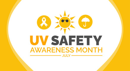 UV Safety Awareness Month background, banner, poster and card design template celebrated in july.