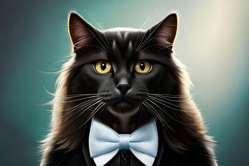  a cat wearing a bow tie or a fancy collar, exuding a sense of elegance and style