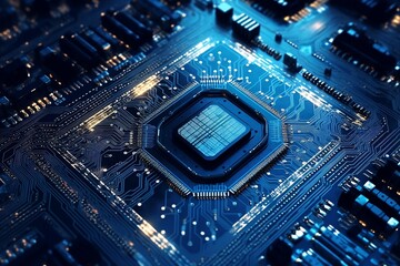 Fototapeta premium computer circuit board with processor