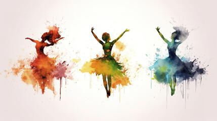 a beautiful watercolor inspired ballet poster wallpaper, ai generated image - obrazy, fototapety, plakaty