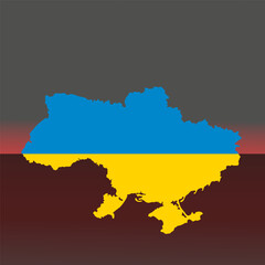 Map of Ukraine. Ukraine map filled with flag colors