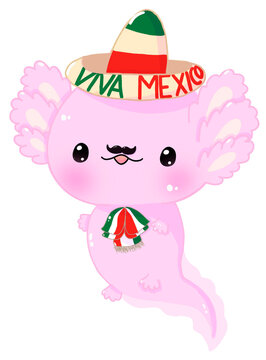 Ajolote festejando d&radic;&ne;a de la independencia de M&radic;&copy;xico sin fondo