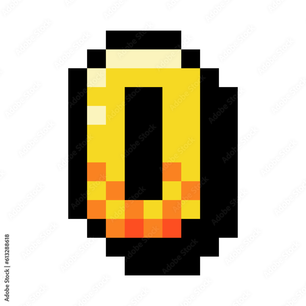 Poster pixel 8 bit number zero or numeral vector illustration