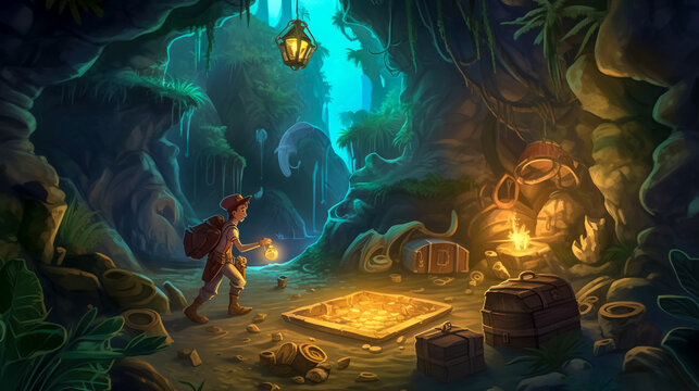 treasure in nature, gold and precious things, wealth, made with Generative AI