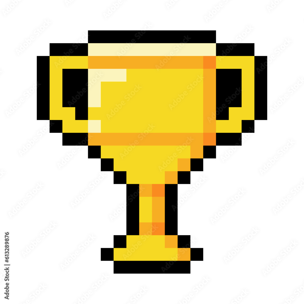 Poster pixel 8-bit goblet object as video game style element vector illustration