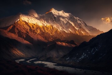 Fototapeta na wymiar Beautiful mountain landscape in Himalayas, Nepal, Asia
