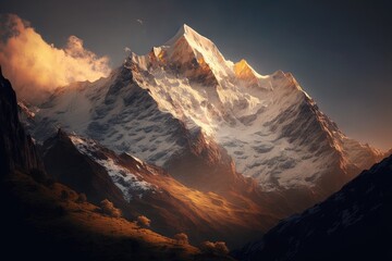 Obraz premium Mountain landscape with snow-capped peaks