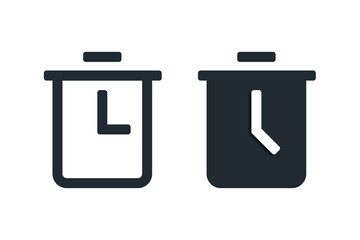 Trash bin time icon. illustration vector