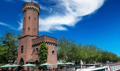 Cologne (Köln, Rheinauhafen, Malakoffturm), Germany - June 6. 2023: Tower relic of 18th century...