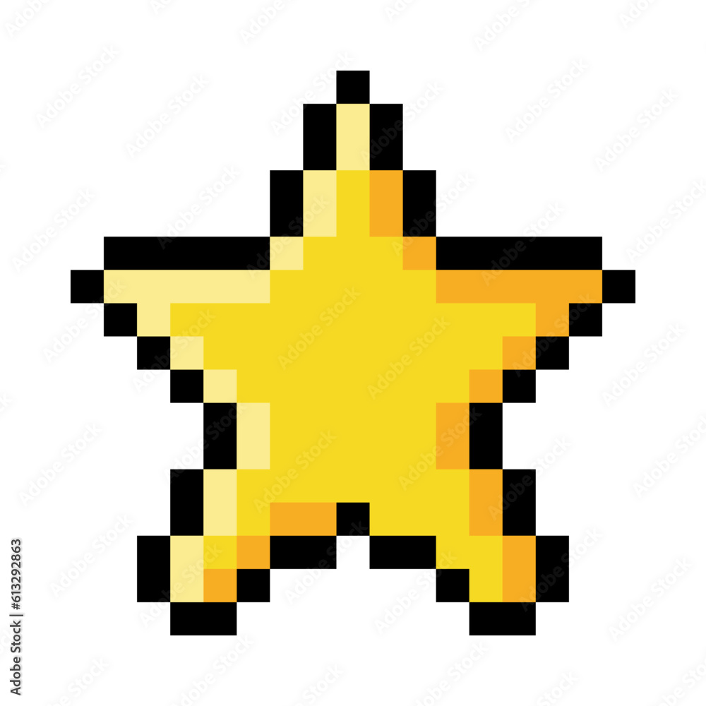 Poster pixel 8-bit star object as video game style element vector illustration