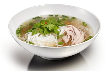 Pho Bo Soup, Traditional Vietnamese Meat Broth with Noodle, Abstract Generative AI Illustration