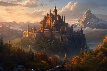 Medieval Castle at Sunset