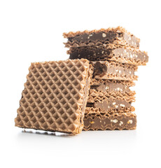 Sweet chocolate wafer isolated on white background.