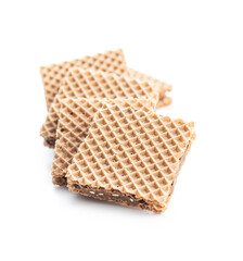 Sweet chocolate wafer isolated on white background.