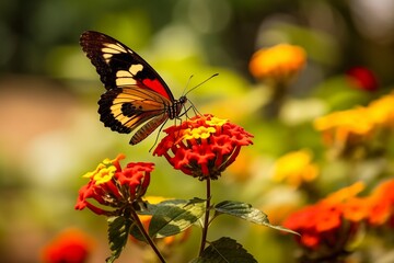 Butterfly Feeding on Vibrant Flower: Emphasizing the Crucial Role of Pollinators in the Ecosystem generative AI