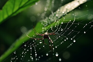 Spider Intricately Weaving Its Web: Highlighting the Precision and Craftsmanship of Animals in Their Native Habitats generative AI