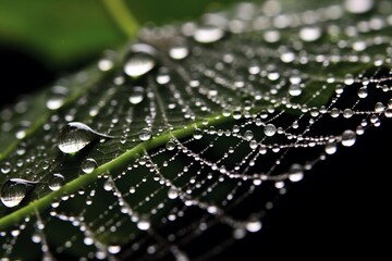 High-definition Macro Image of Dew-Covered Spider Web: Showcasing Nature's Intricate Design with DSLR Camera and Macro Lens generative AI