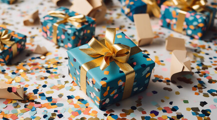 Fototapeta na wymiar gift boxes with ribbon generativa IA